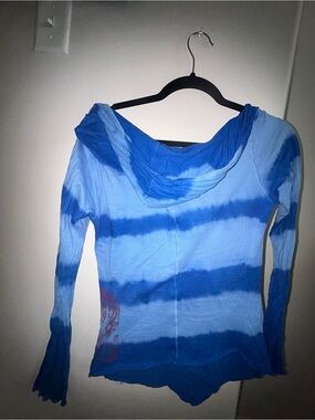 Diesel Bright Blue Pullover Hoodie with Red Logo Tag Vintage Y2K